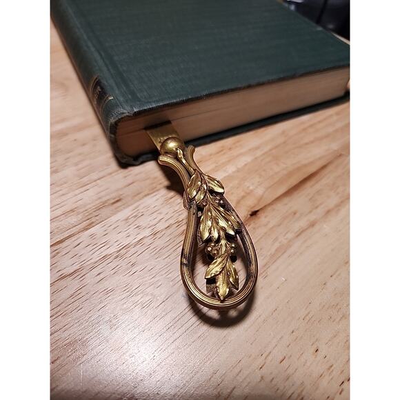 SOLD Brass Metal Letter Opener Page Turner Art Nouveau Antique Botanical France - Picture 2 of 6